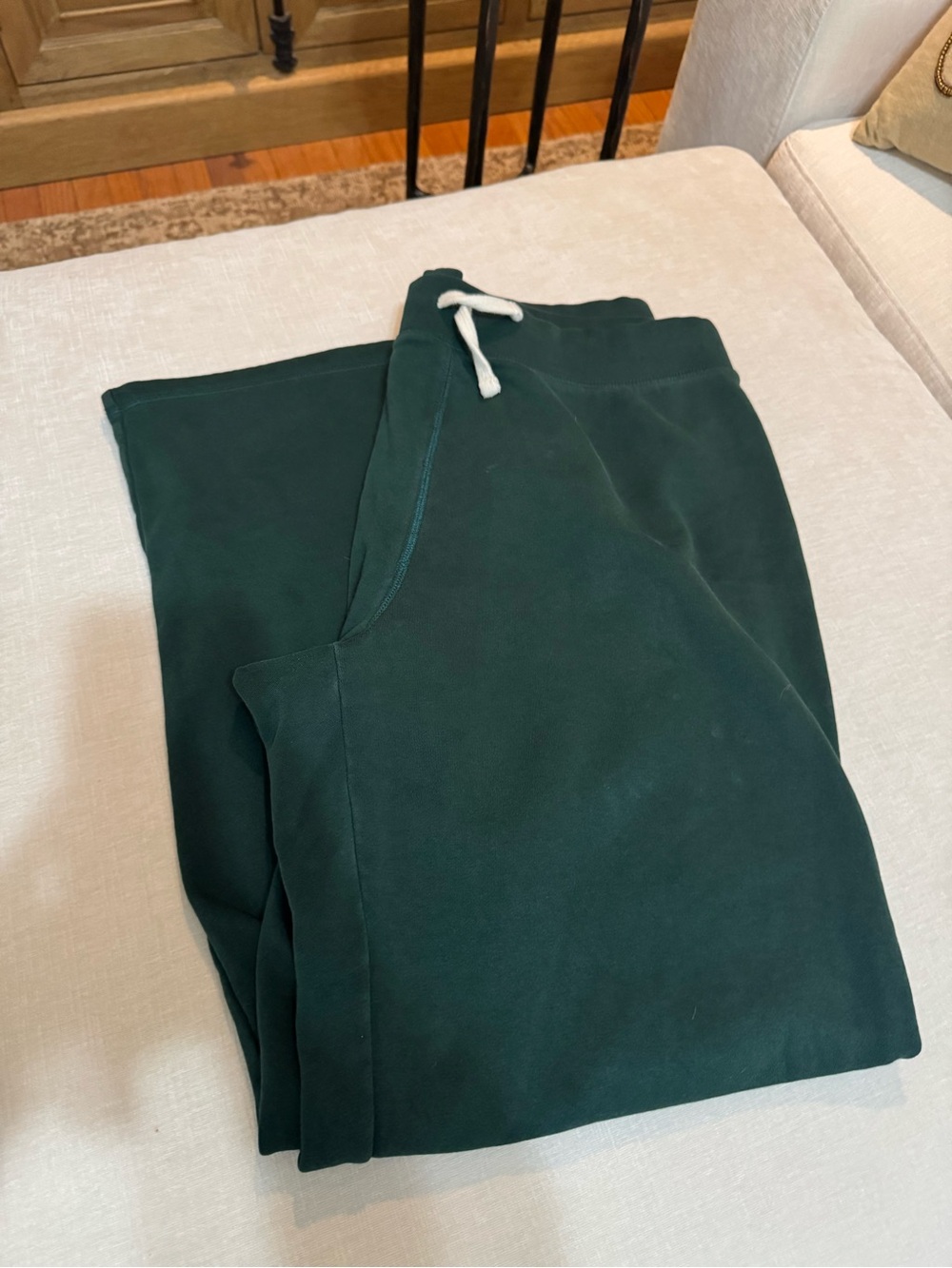 Lands' End Hunter Green Womens Drawstring Wide Leg Lounge Sweat Pants